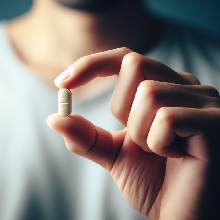 Tablet supplement with fingers.